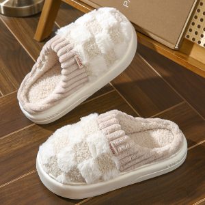 Cotton Slipper Women'S Non-Slip Plus Cashmere Warm Month Slipper Indoor Home Men Cute Fluffy Cotton Mop