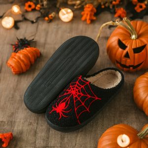 Men's And Women's New Hot Halloween Limited Spider Web Funky Home Slippers