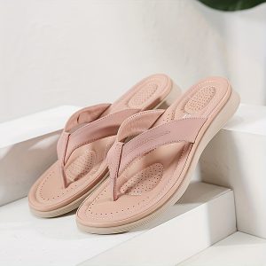 Women's Soft Sole Flat Slides: Casual Minimalist Solid Color Beach Shoes for Indoor & Outdoor Wear