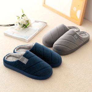 Winter Half Pack Men's Cotton Slippers Winter Home Warmth Plush Soft and Non slip Indoor Simple Cotton Slippers for Women